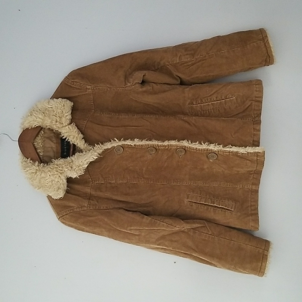 Braetan Corduroy Brown Fur Trimmed Jacket Sz S